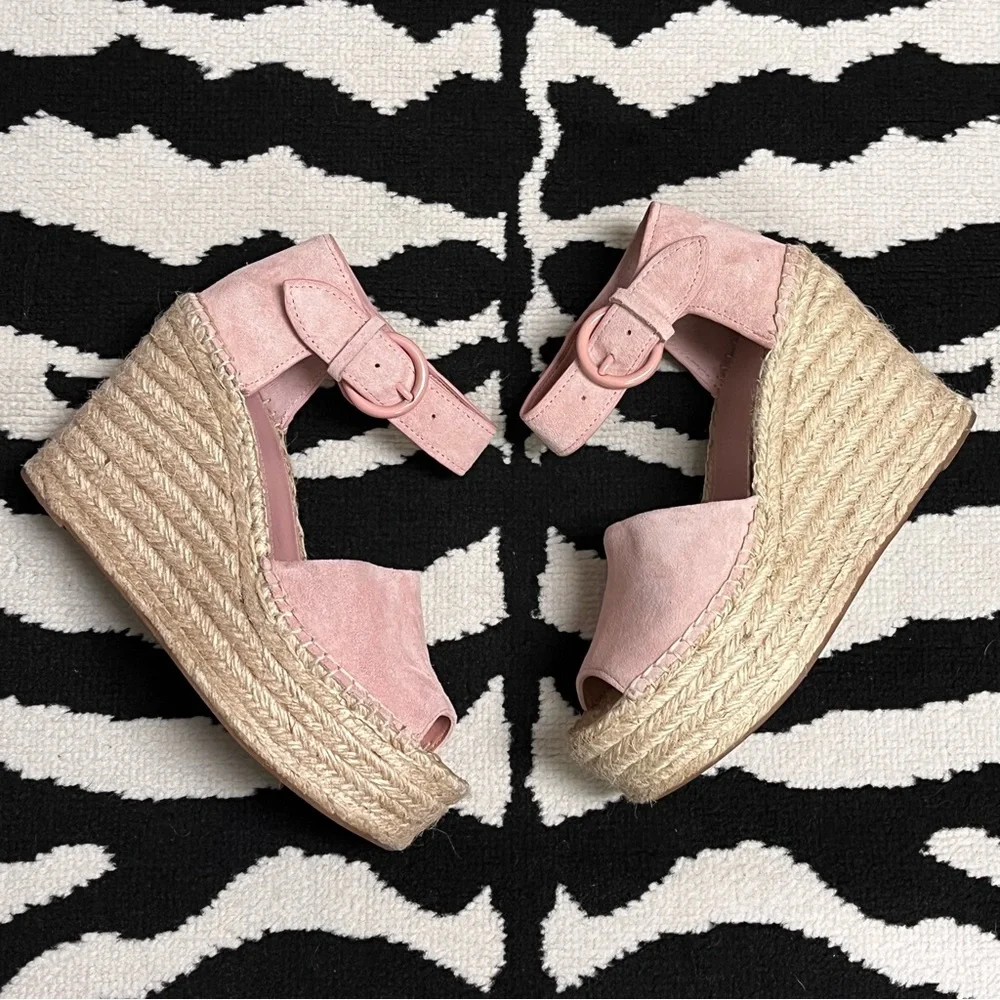 Marc Fisher Alida Espadrille Wedge Sandals In Light Pink Size 7.5 - Picture 9 of 16